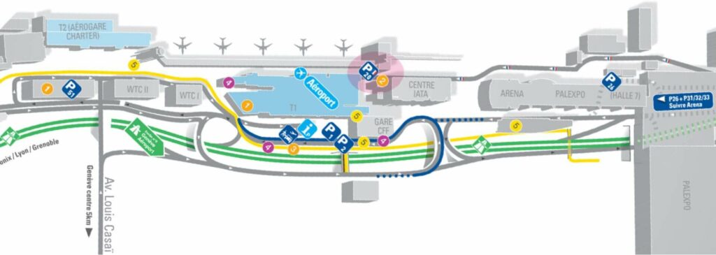 Plan des parkings de l'aéroport de Genève