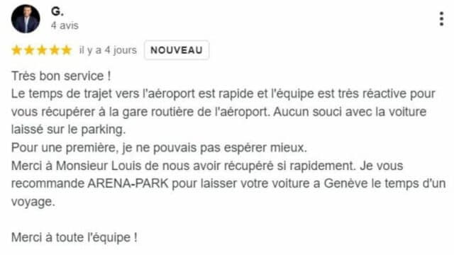 Arena Park - avis Google My Business