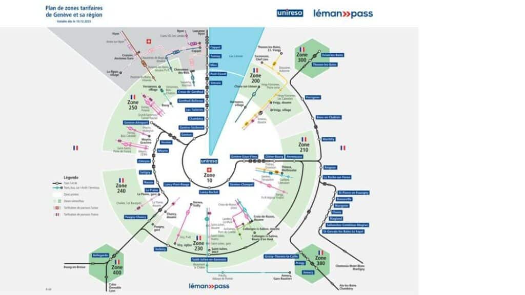 Unireso et Léman Pass _ plan des zones tarifaires