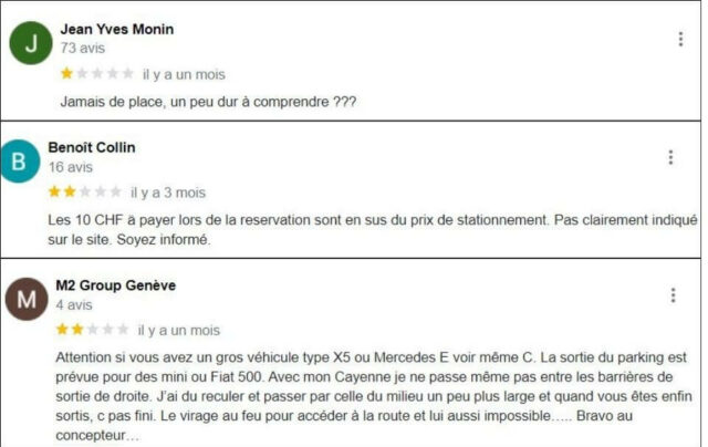 Parking p51 aéroport de Genève avis négatifs