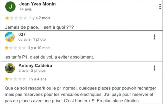 Avis négatifs sur le parking P1