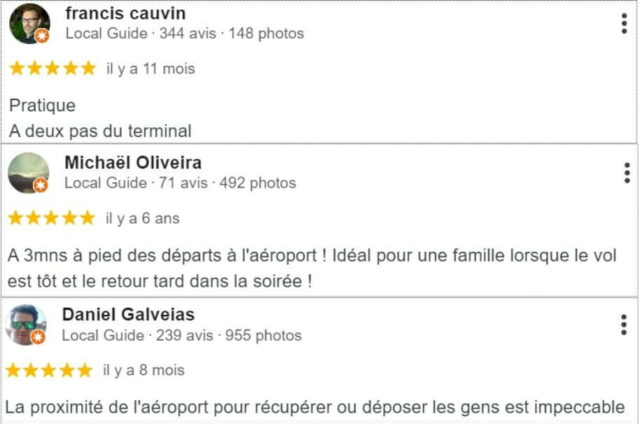 Avis positifs sur le parking P1
