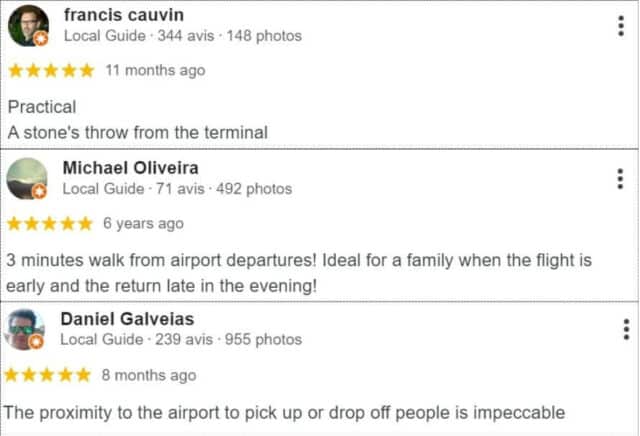 Positive reviews of parking lot P1